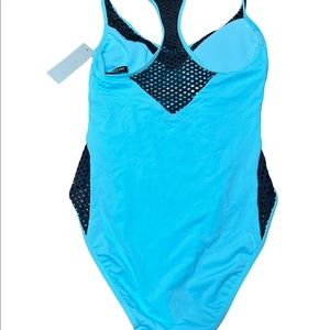 Kenneth Cole NWT Blue Mesh Tummy Control One Piece Bathing Suit Swimsuit Sz US-S